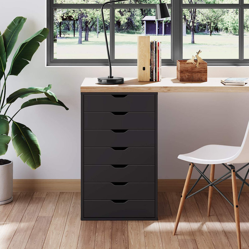 Hamann 48 cm W 7 -Drawer Filing Cabinet, Black
