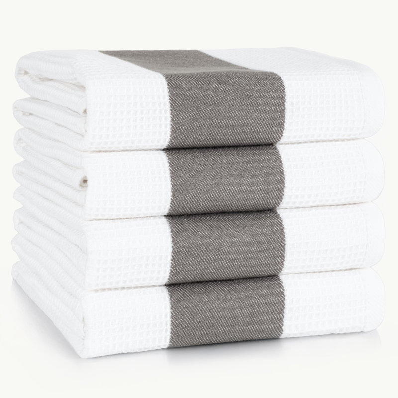100% Cotton Dish Towels for Kitchen, 4 Packed Dish Cloths 20x28 inches Soft Absorbent Quick Dry Kitchen Towels, Gray