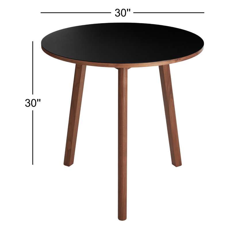 Apt Café Round Dining Table, 30" W x 30" L, Black, Walnut