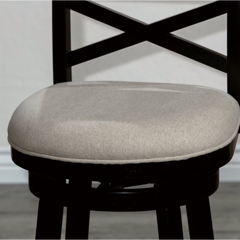 Tabouret pivotant à dossier en X de 24 po de hauteur comptoir, siège en tissu, Beige, Espresso