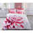 Rose / blanc, motif floral 1