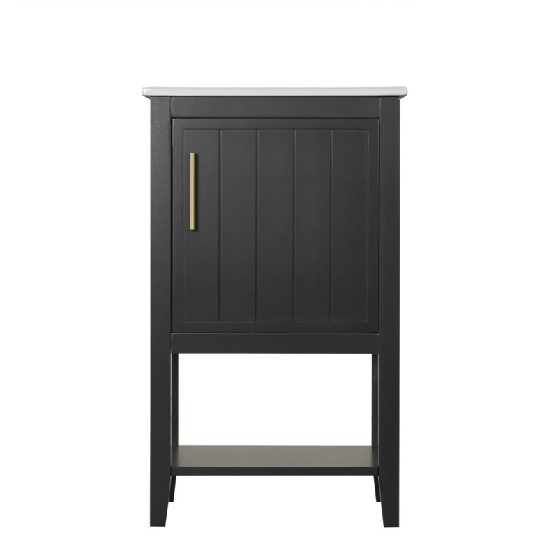 Meuble-lavabo de 20 po avec lavabo, armoire de salle de bain avec porte à fermeture douce, support de rangement et tablette ouverte