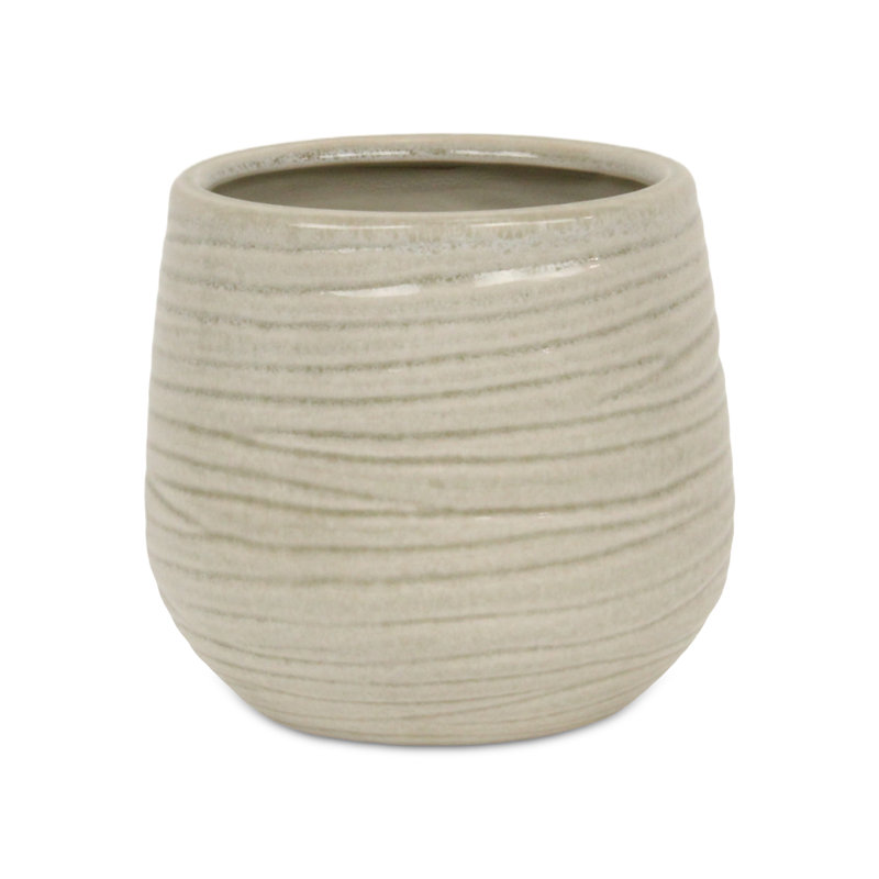 Pot en céramique Grazielli, H 6,5 po x l 6 po x P 6 po, Blanc