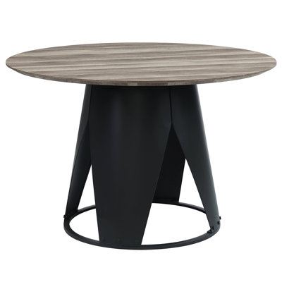 ACME Zudora Round Dining Table, Antique Oak & Black Finish