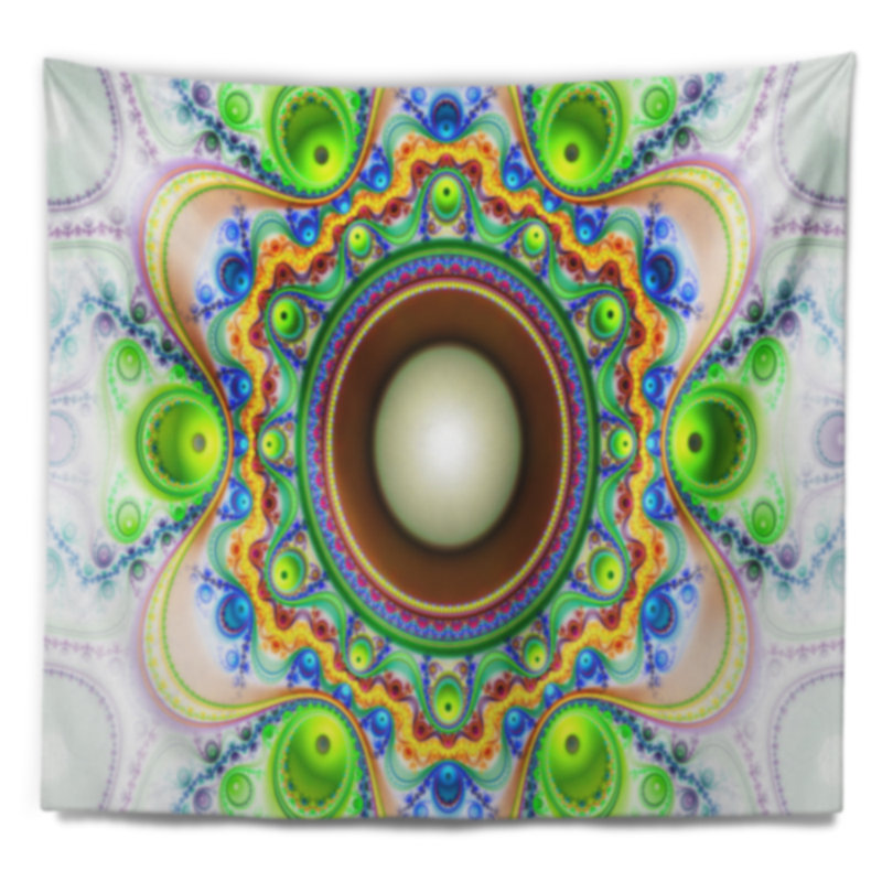 Tapisserie de cercle et de vagues à motif artificiel vert abstrait, H 68 po x l 80 po