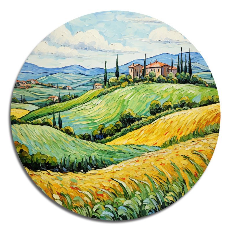 Vangogh Rolling Hills III - paysages ronds, impressions sur métal, H 23 po x l 23 po