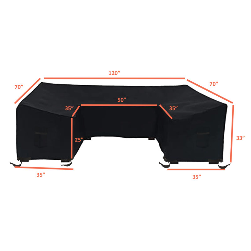 Housse pour canapé d'extérieur / d'intérieur Ketter, H 33 po x l 120 po x P 35 po, Noir, noir, noir, noir