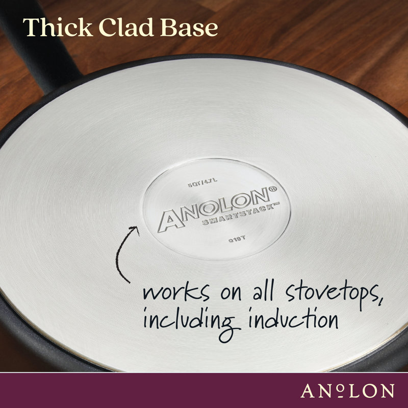 Anolon SmartStack Hard Anodized Nonstick Induction Nesting Cookware Pots and Pans Set, 11 Piece