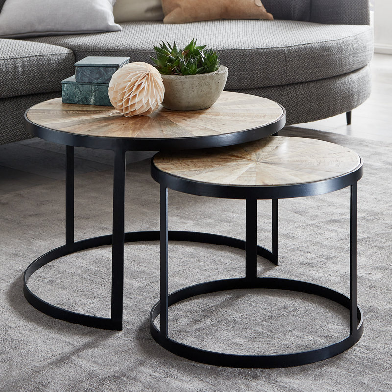 Acklin 2 Piece Coffee Table Set, Light Brown