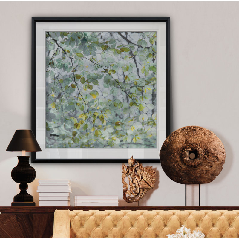 « danse leaves », peinture, H 16 po x l 16 po x p 1,5 po, Cadre noir