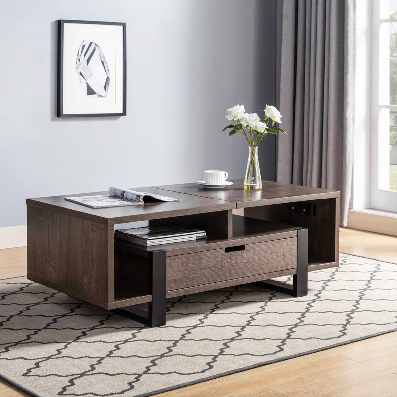 Table basse à plateau relevable avec rangement