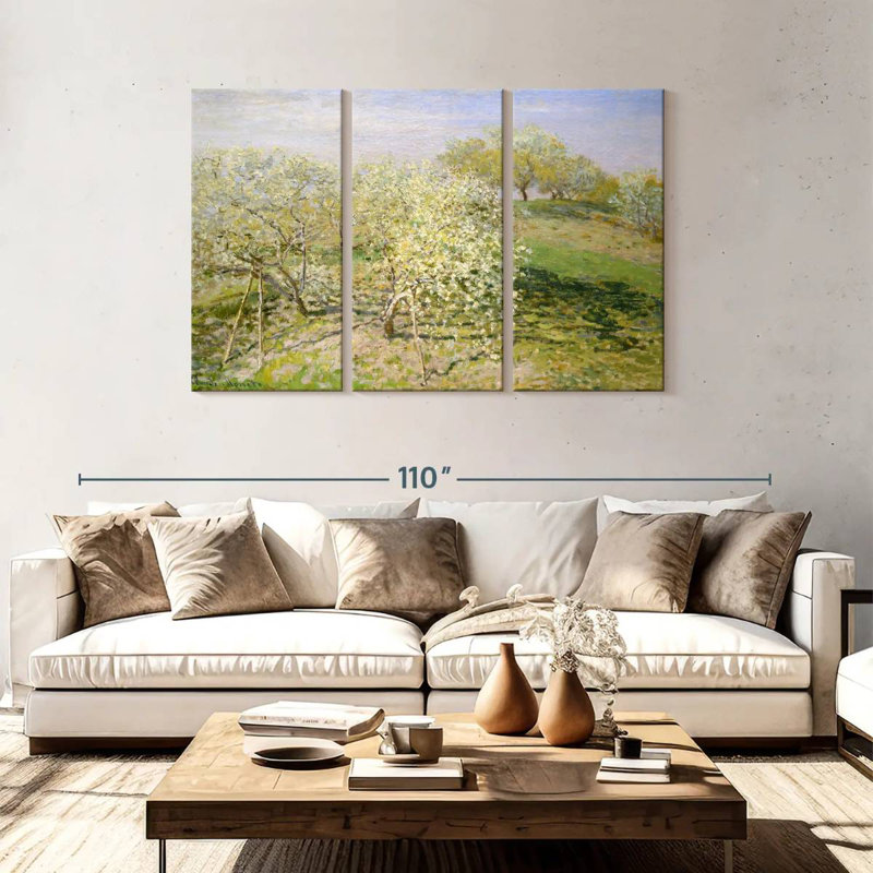 Arbres fruitiers printaniers en fleurs 1873, H 48 po x l 74 po