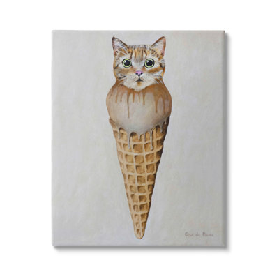 " Tabby Cat Ice Cream Scoop Dessert Waffle Cone " by Coco De Paris