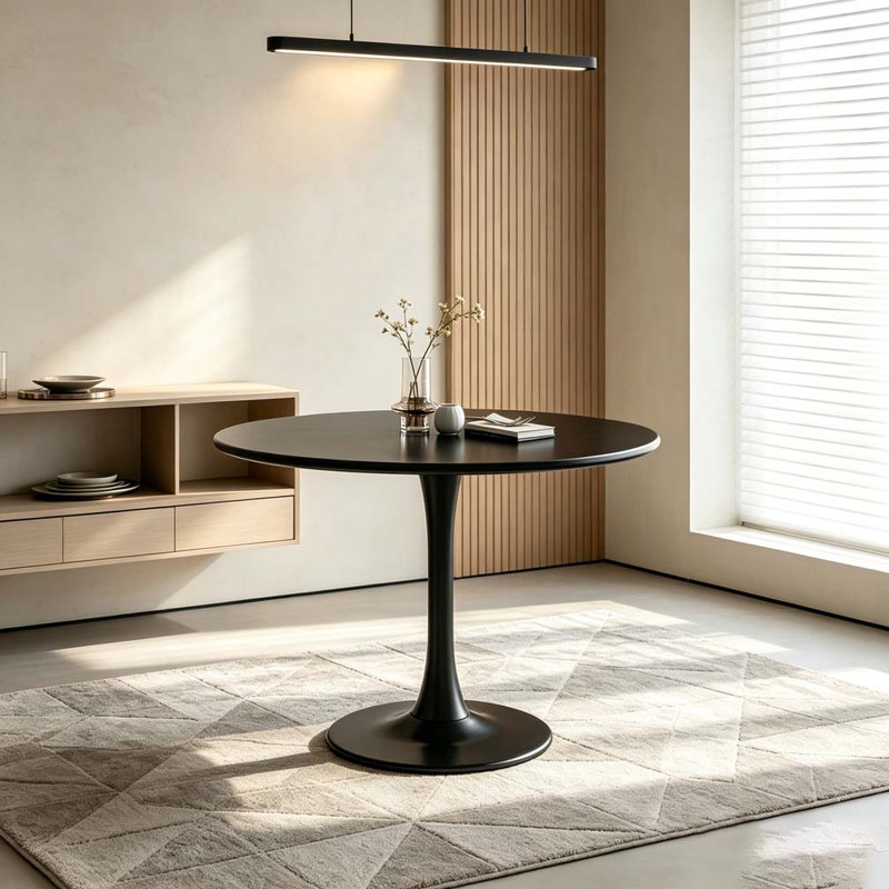 Table de salle à manger moderne, Noir, H 29,1 po x l 31,5 po x P 23,6 po