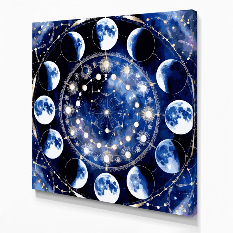 Art mural sur toile bleu Space Space Phases, H 12 po x l 12 po