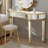 47" Half-Moon Mirrored Console Table With Fluted Glass & Crystal Knob Drawer-842936831