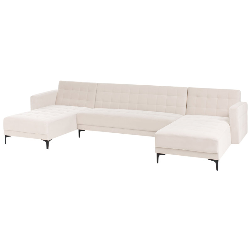 Aliyha 5 Seater Velvet Sofa Bed, Beige