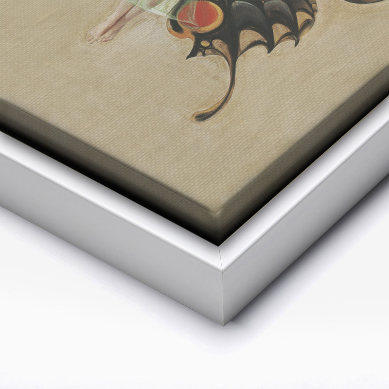 Papillon, Canvas, White Framed, 08"H x 10"W
