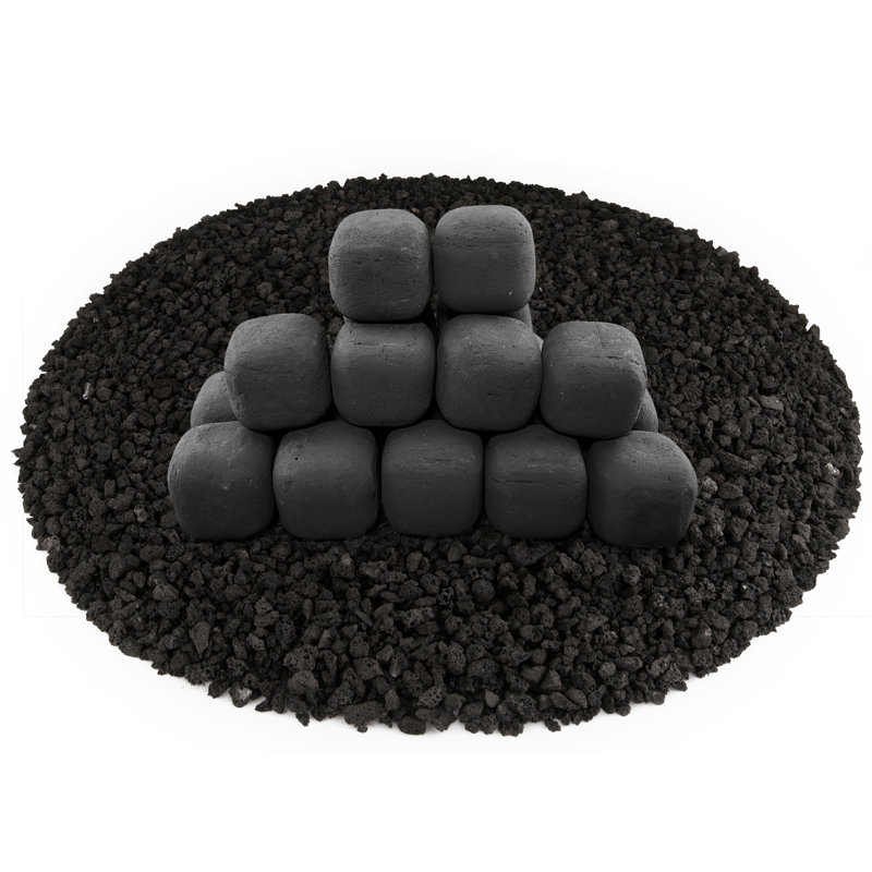 3'' Square Ceramic Fire Pit Accessory, Charcoal Gray