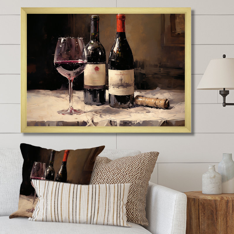 Claret Claret sur toile, Cadre doré simple, H 24 po x l 32 po x P 1 po