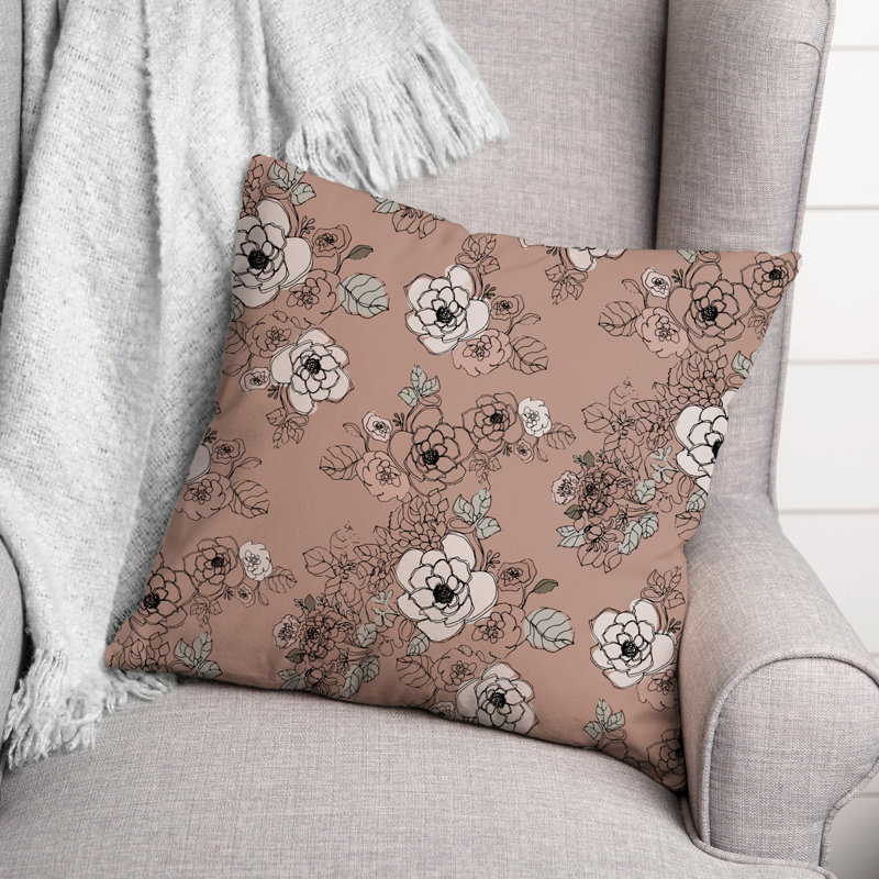 Floral Reversible Throw Pillow, Pink