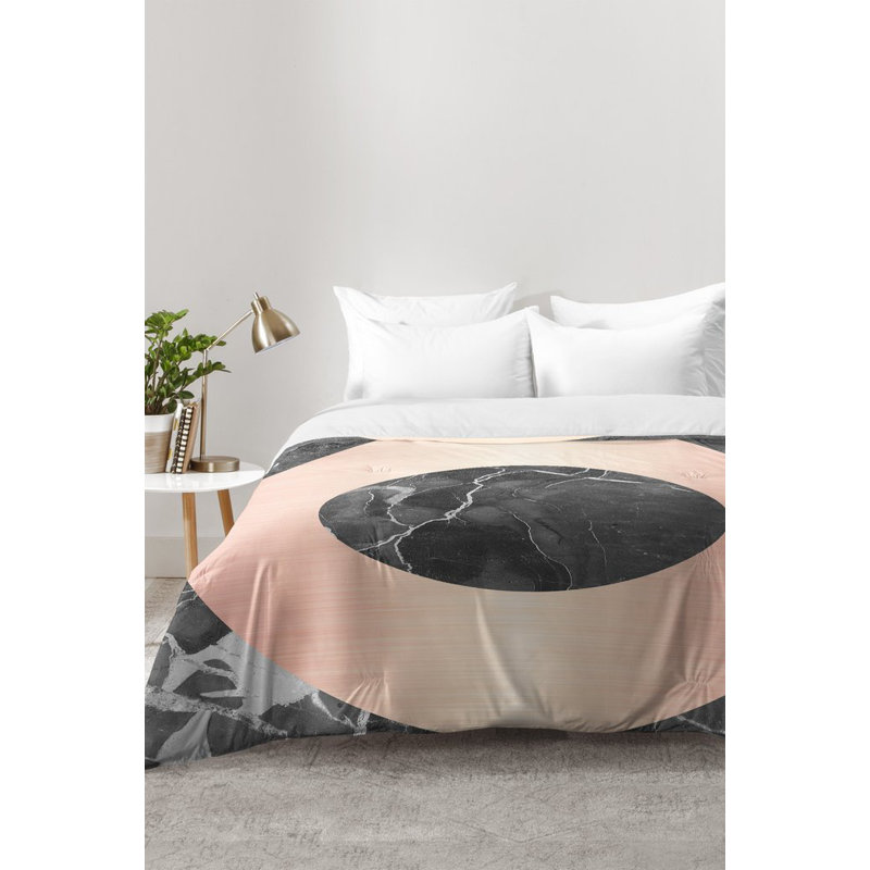 Ensemble d'édredon en marbre avec un cercle, Édredon pour très grand lit + 2 très grandes ta