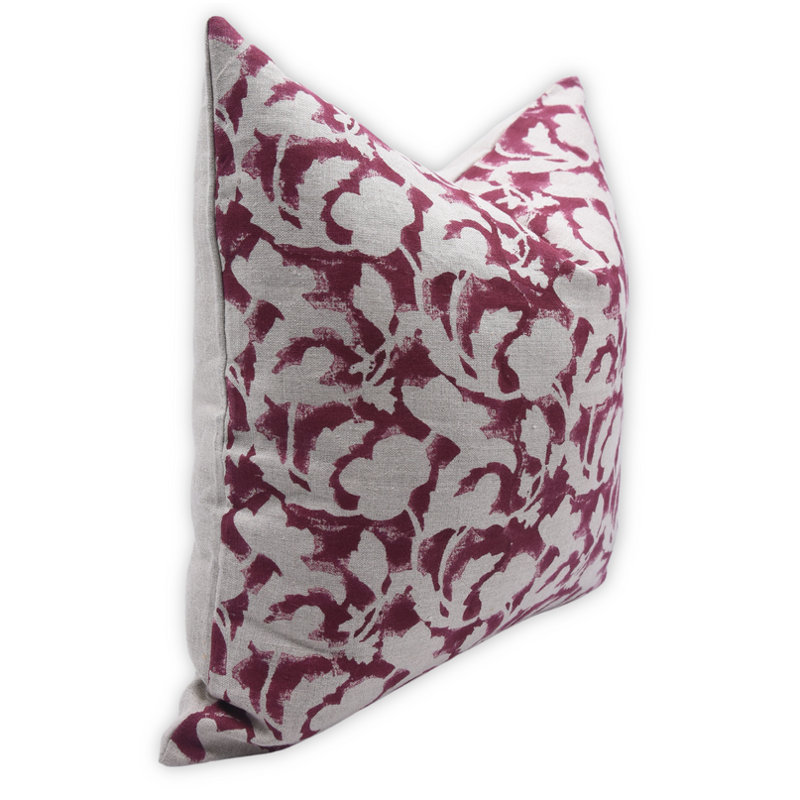 Housse de coussin à motif floral fabriqué à la main 26 x 26 po Fabividine Sulit, 26 po x 26 po, Blanc/mauve