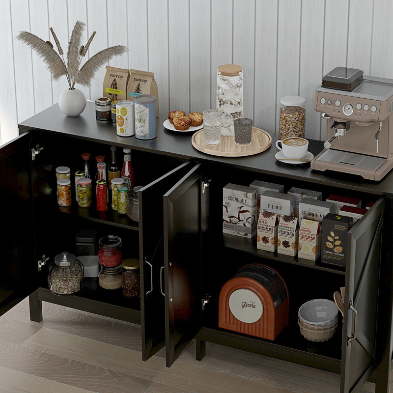 Storage Cabinet, Buffet Sideboard with Barn Door, Shelf, White