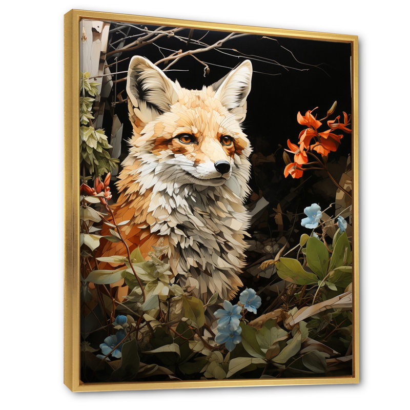 Fox Wilderness Guardian Pastorale I - Animaux, art mural, salon, Cadre flottant doré, H 20 po x l 12 po x P 1 po