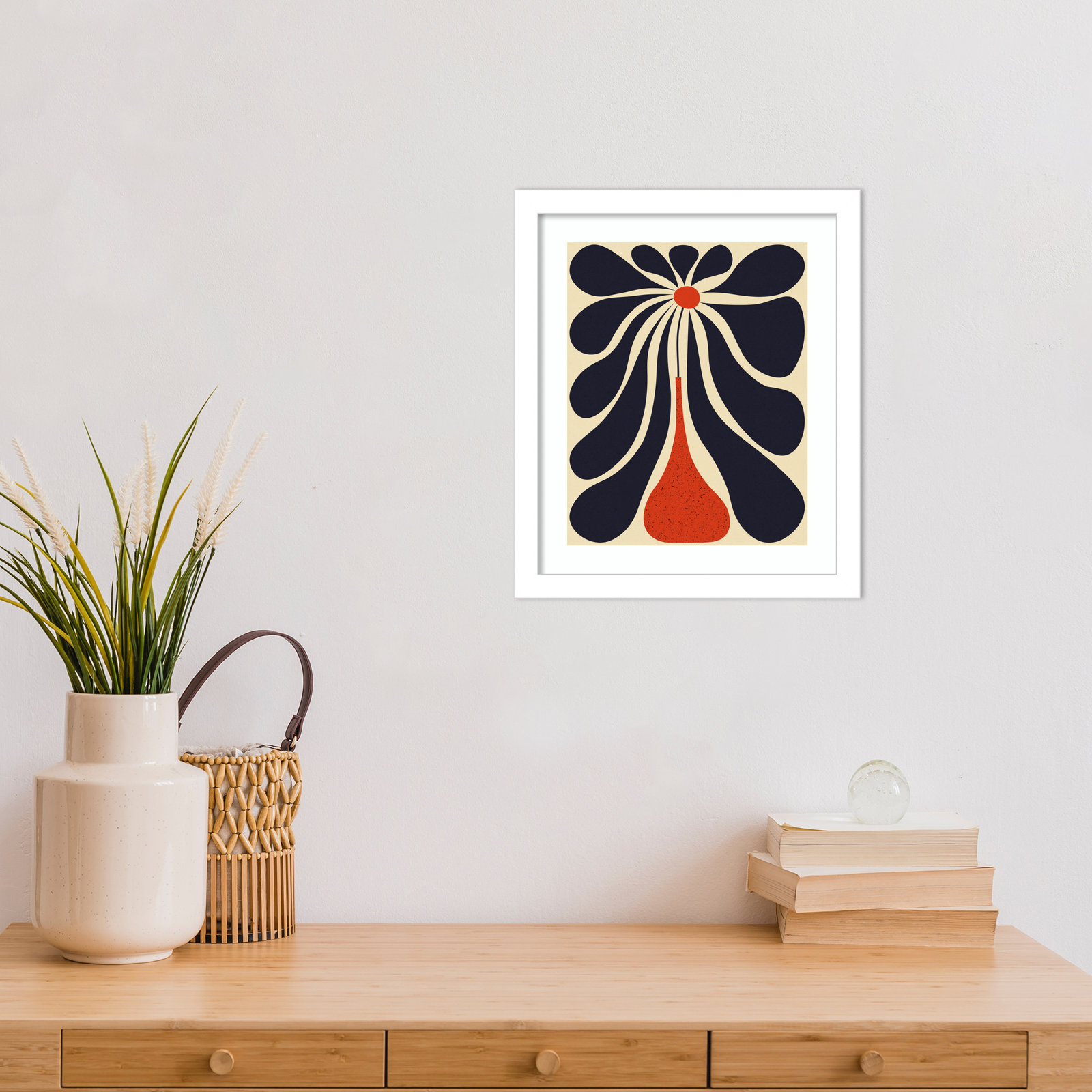 Lazy Flower Print by Alisa Galitsyna, White Framed, 13" H x 11" W