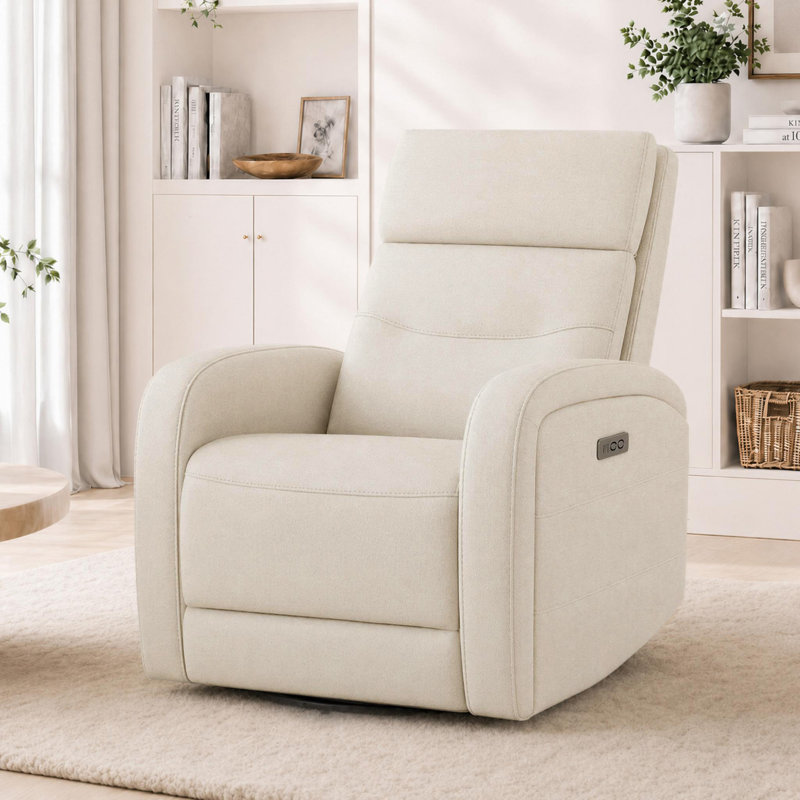 Fauteuil inclinable électrique pivotant 33,3 po Nylie, Moteur double, Lin lin