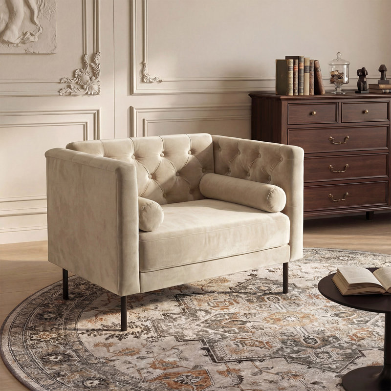 Fauteuil d'appoint Chesterfield, Beige