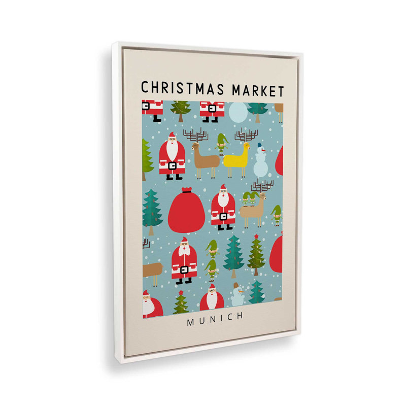 «Munich Christmas Market», reproduction sur toile, Cadre flottant blanc, H 30,75 po x l 20,75 po