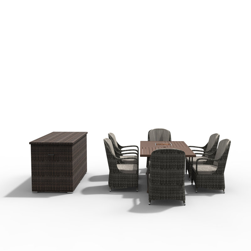 Aliaksey 6 - Person Wicker Patio Dining Set with Rectangular Table
