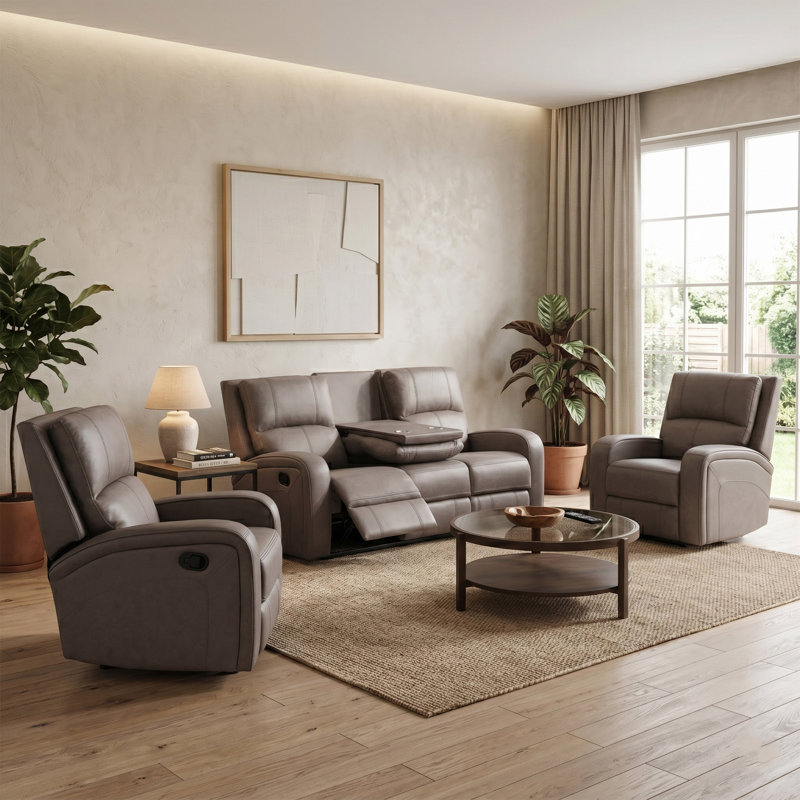 Champlin 3 - Piece Living Room Set, Taupe