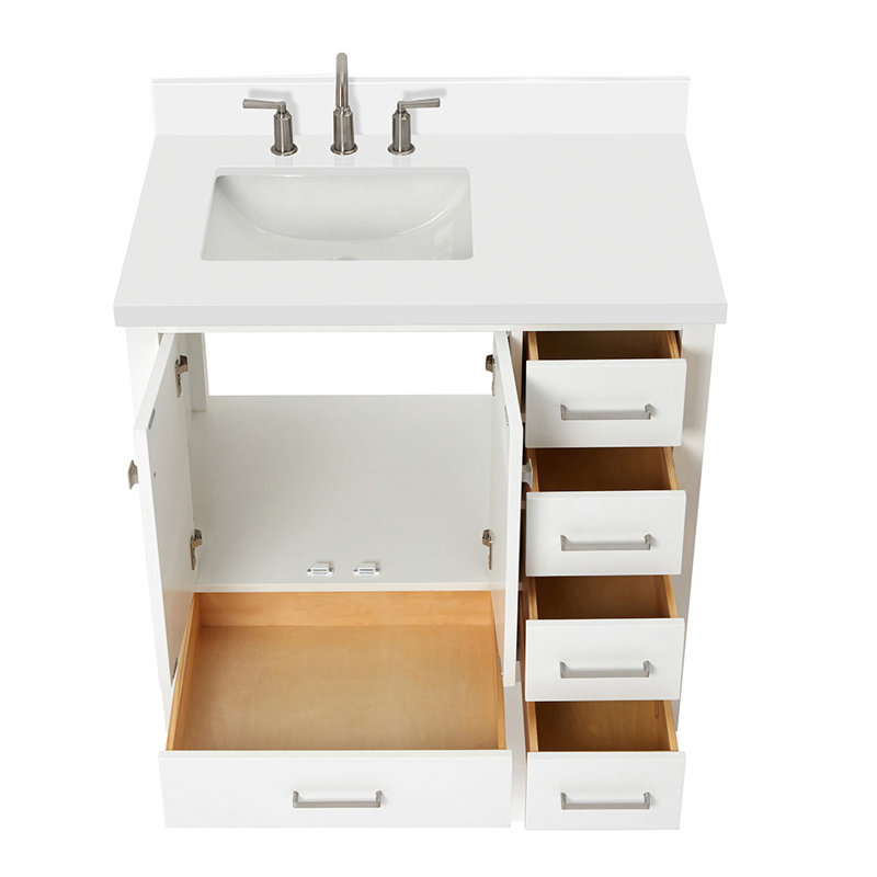Ensemble de meuble-lavabo simple 37 po Cambridge, Blanc, Rectangular