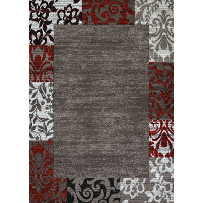 Tapis gris / blanc / rouge Ponca