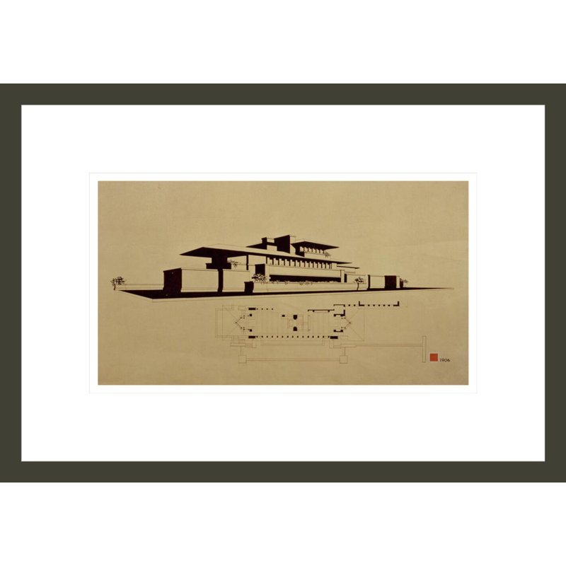 «Frederick Robie House Chicago IL» par Frank Lloyd Wright, impression giclée encadrée, H 11,8 po x l 16,75 po