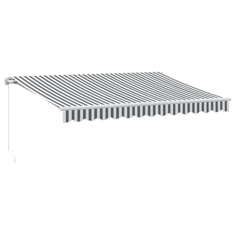 Longshore Tides Polyester Cover Retractable Patio Awning, White/Anthracite, Striped, 350 x 250cm