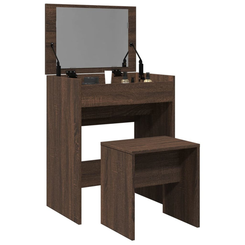 Dressing Table And Stool 60X40x113.5 Cm, Brown Oak