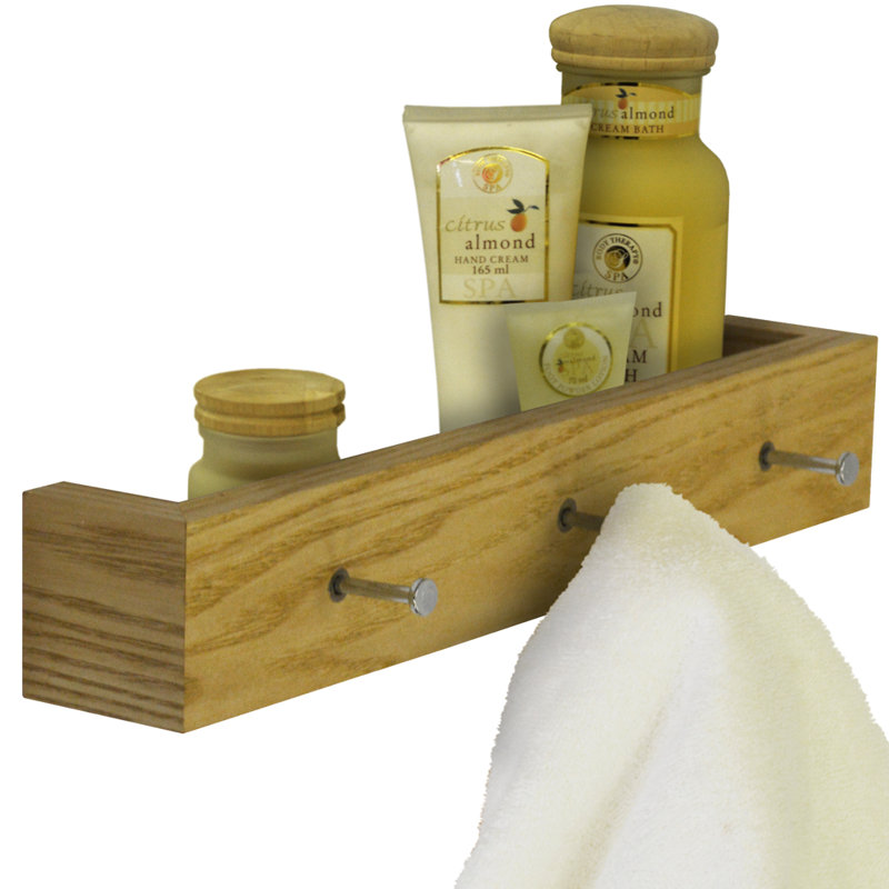Solid Wood Wall 3 - Hook Coat Rack, Oak