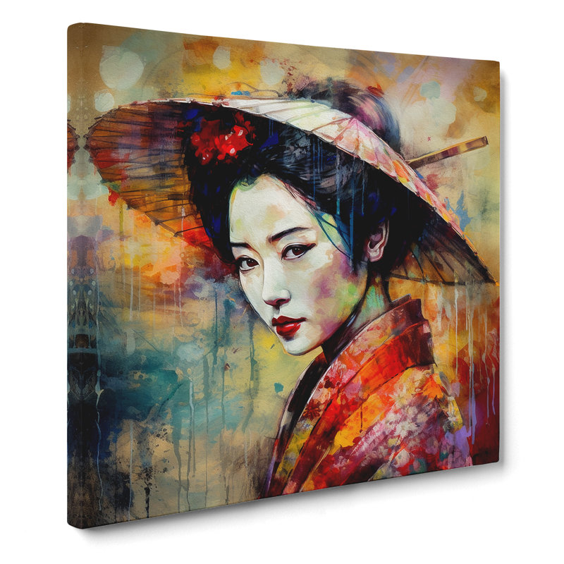 Geisha Post-Impressionism No.3 - No Frame Print, 50cm H x 50cm W x 3cm D