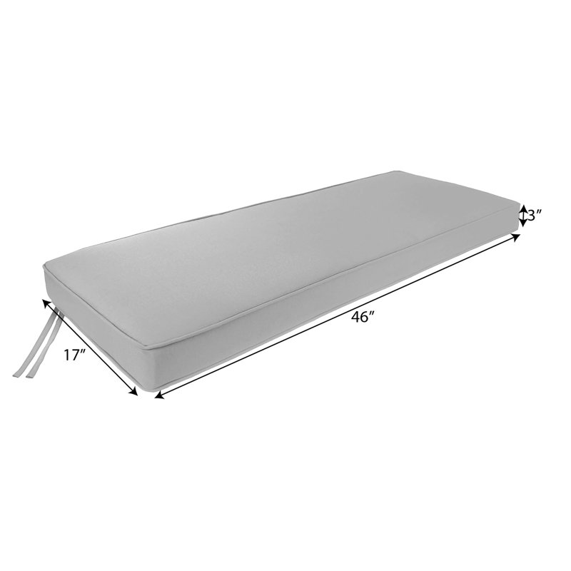 46" x 17" Outdoor Bench Cushion with Ties and Welt, Brown