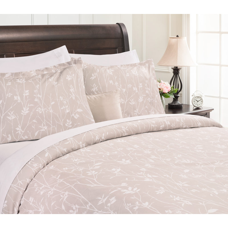 Ensemble de housse de couette en microfibre Chanasya, Beige, Housse de couette grand et 2 taies d'oreiller stan