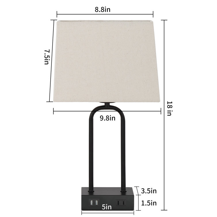Latitude Run® Ensemble de lampe de table en métal noir 18 po avec deux  ports USB et une prise de courant intégrée Jaira et Commentaires - Wayfair  Canada