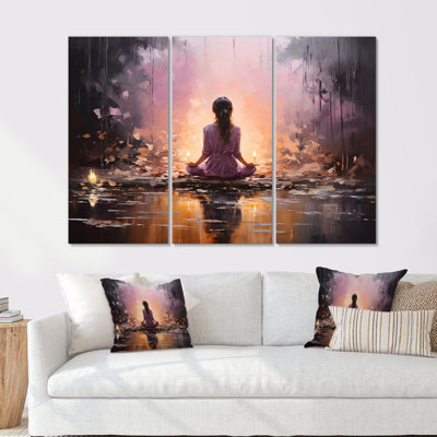 Pink Yoga Mediation I - Yoga Wall Art Living Room Set