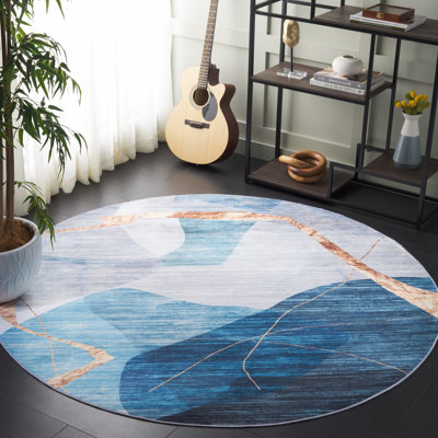Tapis bleu / doré Josalina Monica 836