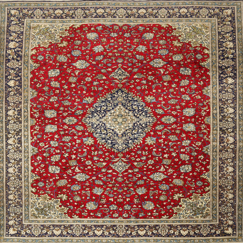 Tapis rouge/gris traditionnel Christelle, Rond 4 pi