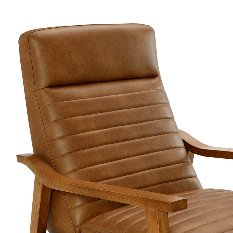 Fauteuil inclinable à accoudoirs en bois, Brun