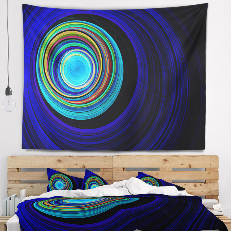 Tapisserie sans fin de ronds bleus tunnel Abstract, H 32 po x l 39 po